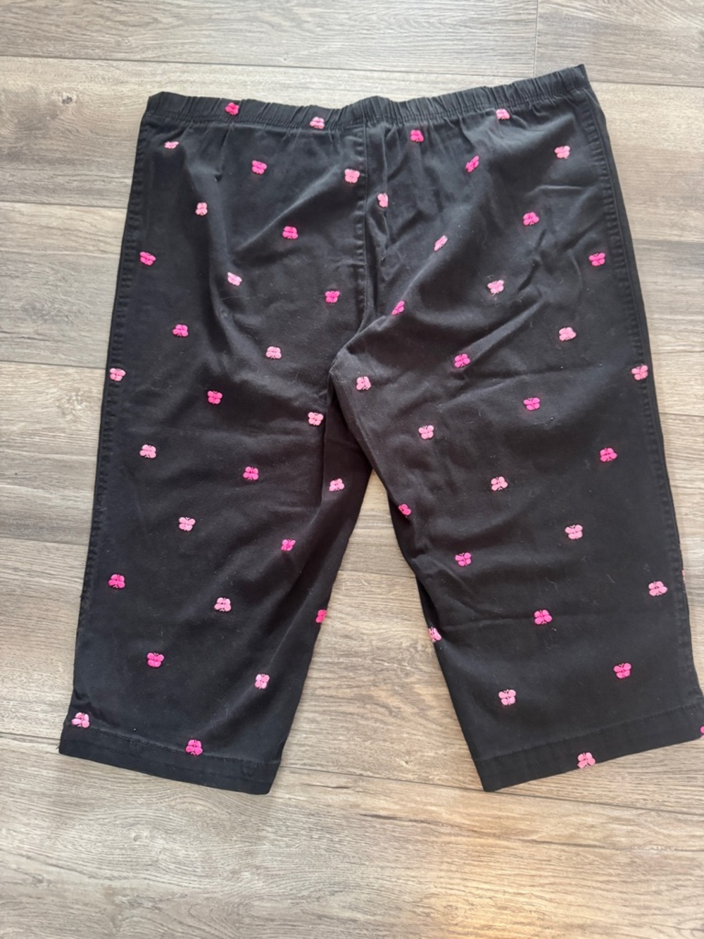 Vintage Black Capri Pants Pink Red Embroidered Butterfly Plus 18 60s Mod